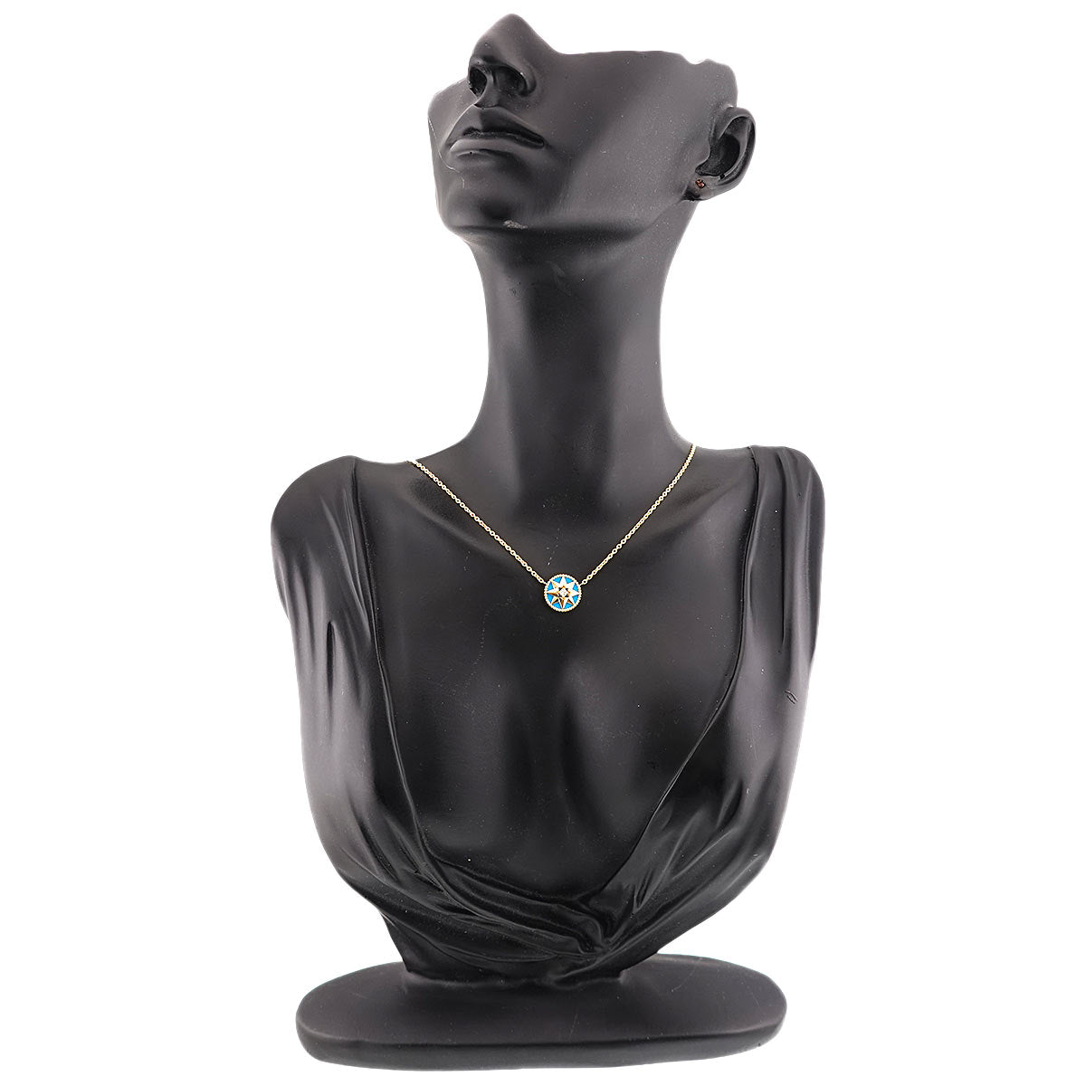 Turquoise Diamond Heart Necklace 18K YG 750