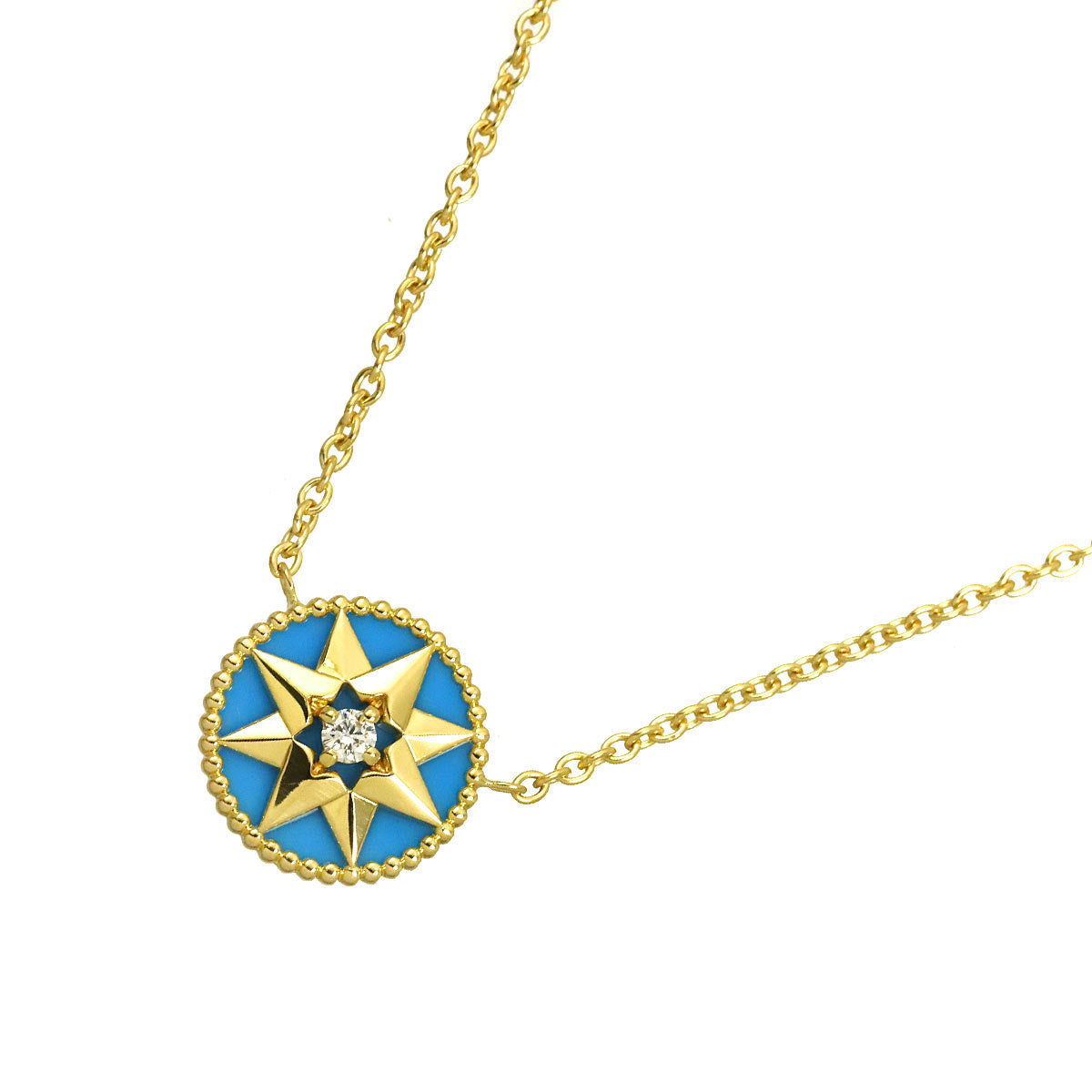 Turquoise Diamond Heart Necklace 18K YG 750