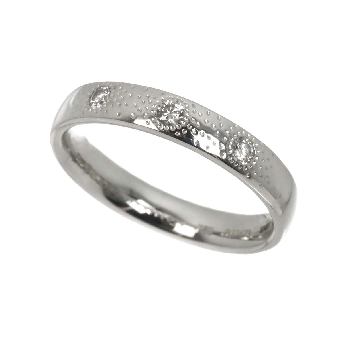 Diamond 0.12ct Ring 18K WG 750 Size6.5-6.75(US)