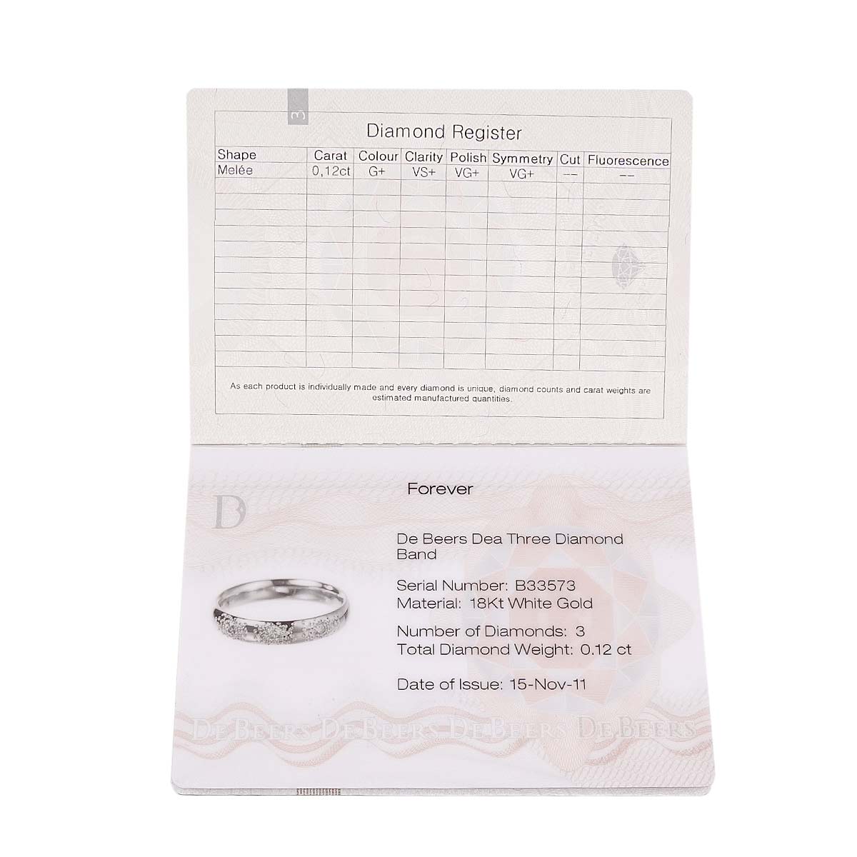 Diamond 0.12ct Ring 18K WG 750 Size6.5-6.75(US)