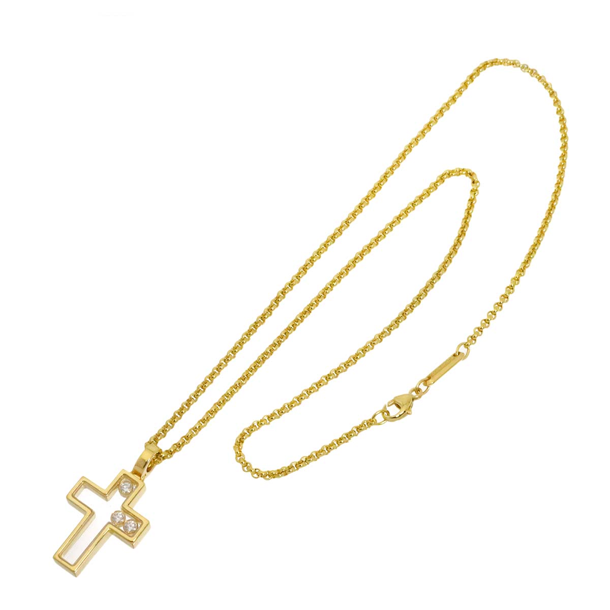 Happy Diamond cross Necklace 18K Yellow Gold 750