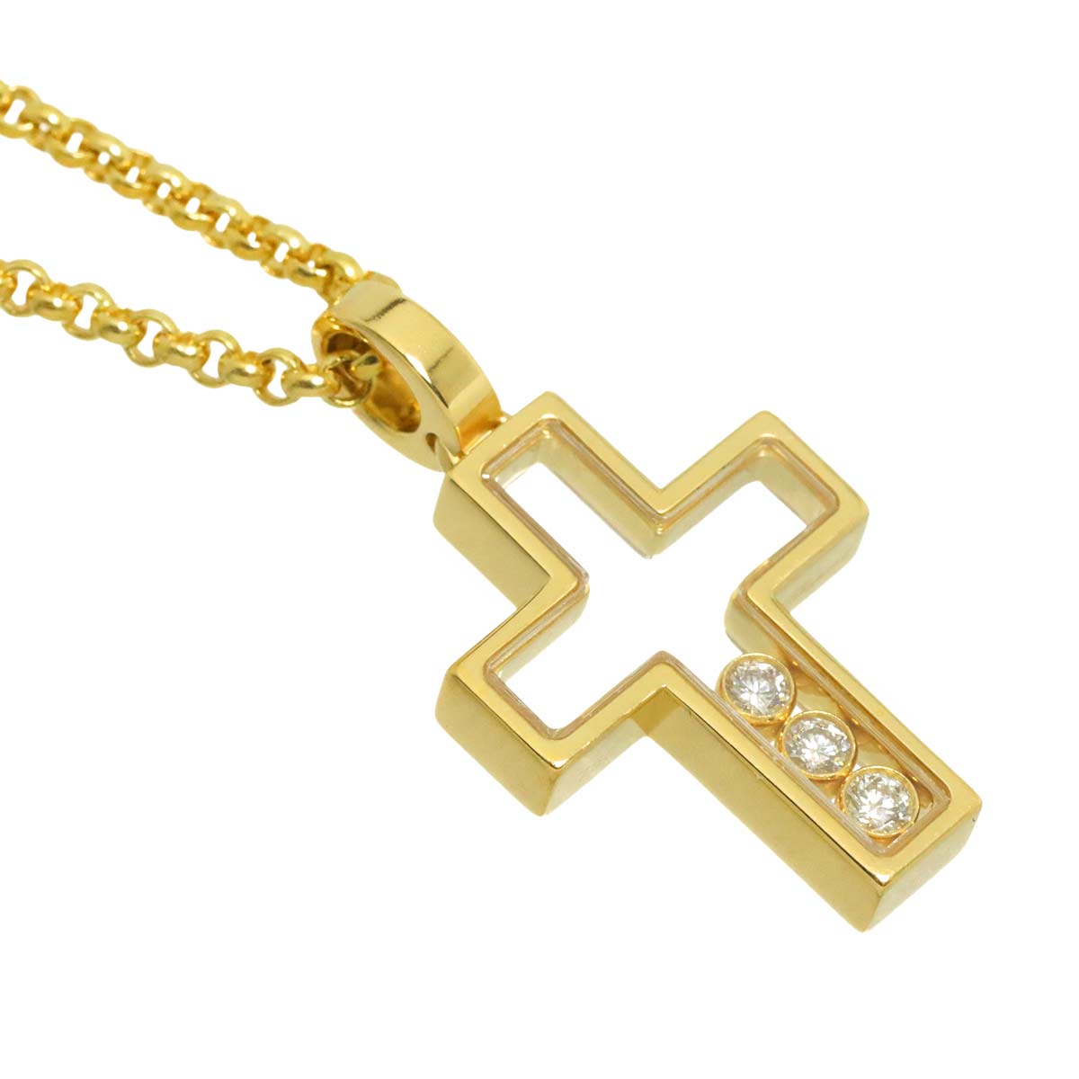 Happy Diamond cross Necklace 18K Yellow Gold 750