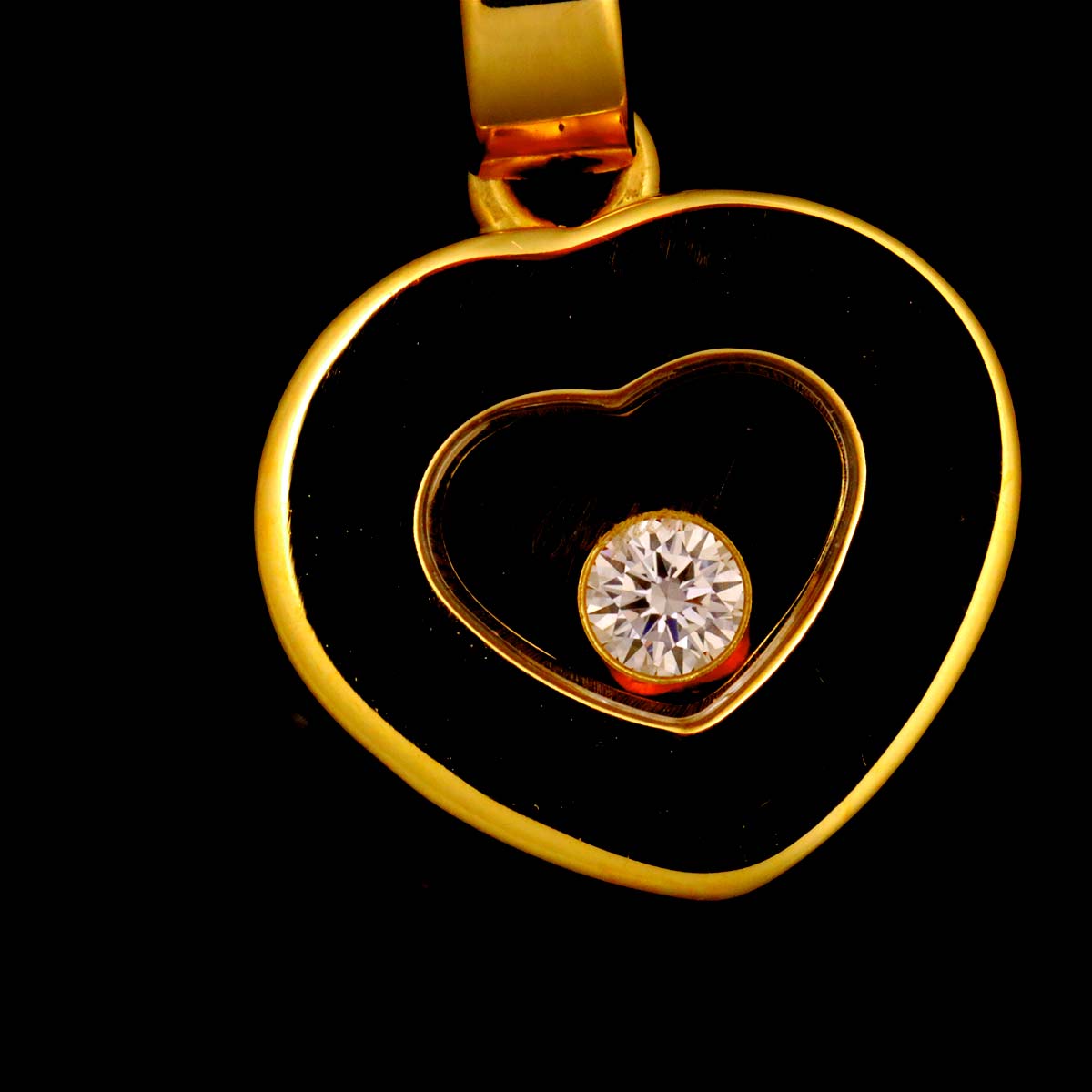 Happy Diamond Heart Necklace 18K Yellow Gold 750