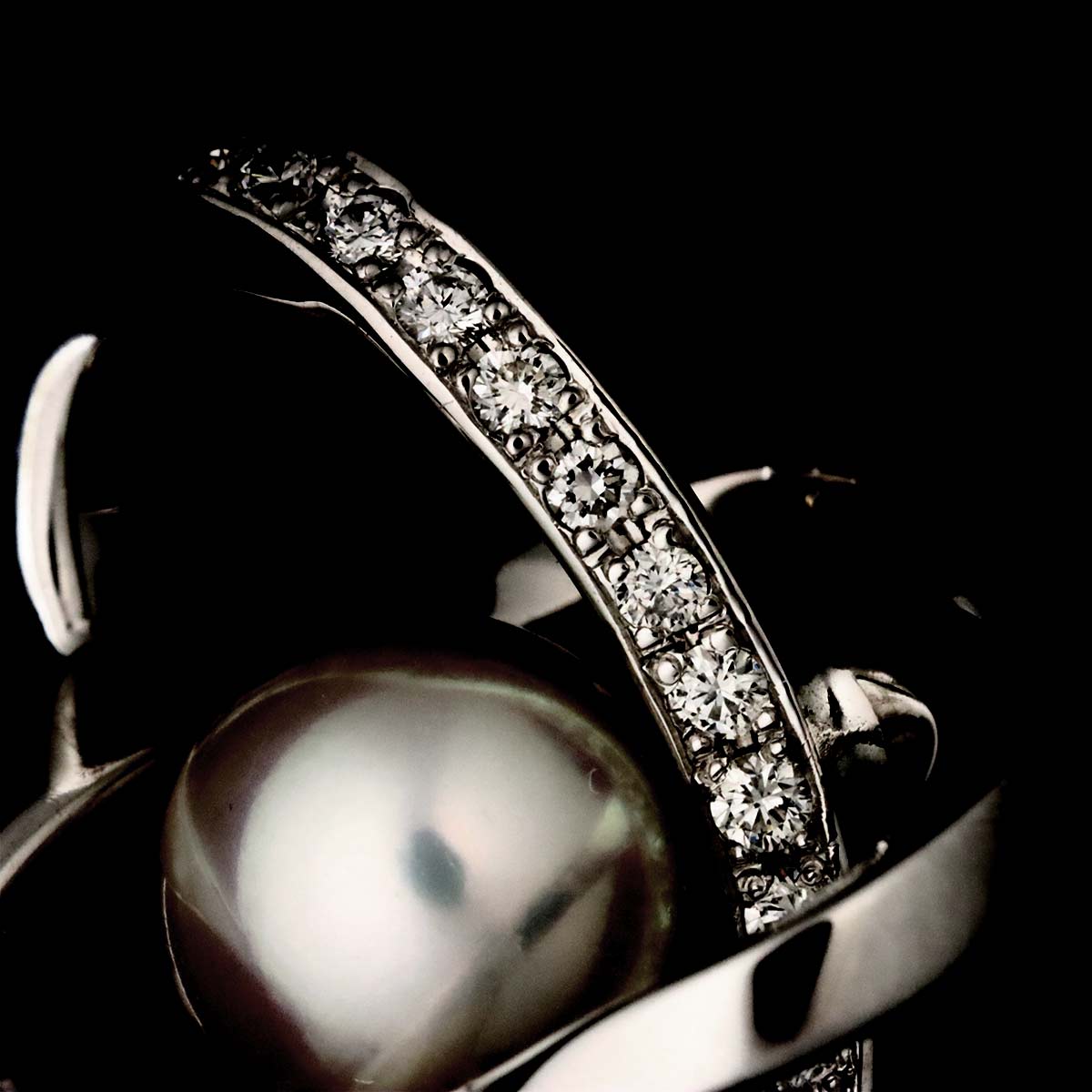Akoya Pearl 7.3mm Diamond Necklace 18K White Gold 750
