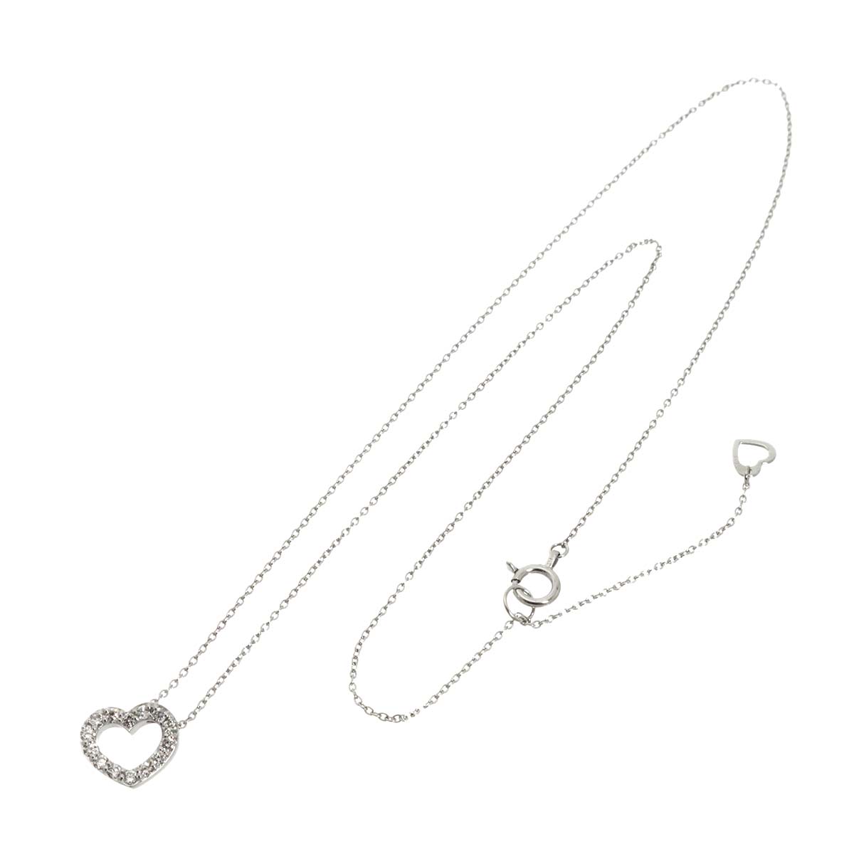 Diamond 0.16ct Heart Necklace 18K White Gold 750