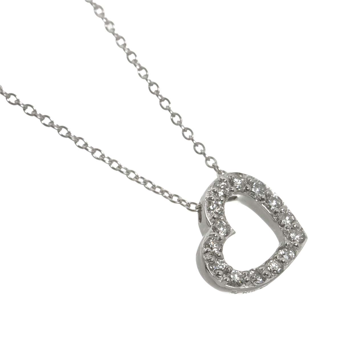 Diamond 0.16ct Heart Necklace 18K White Gold 750