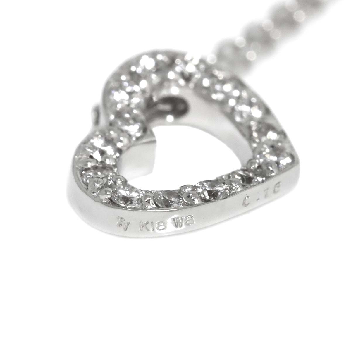 Diamond 0.16ct Heart Necklace 18K White Gold 750