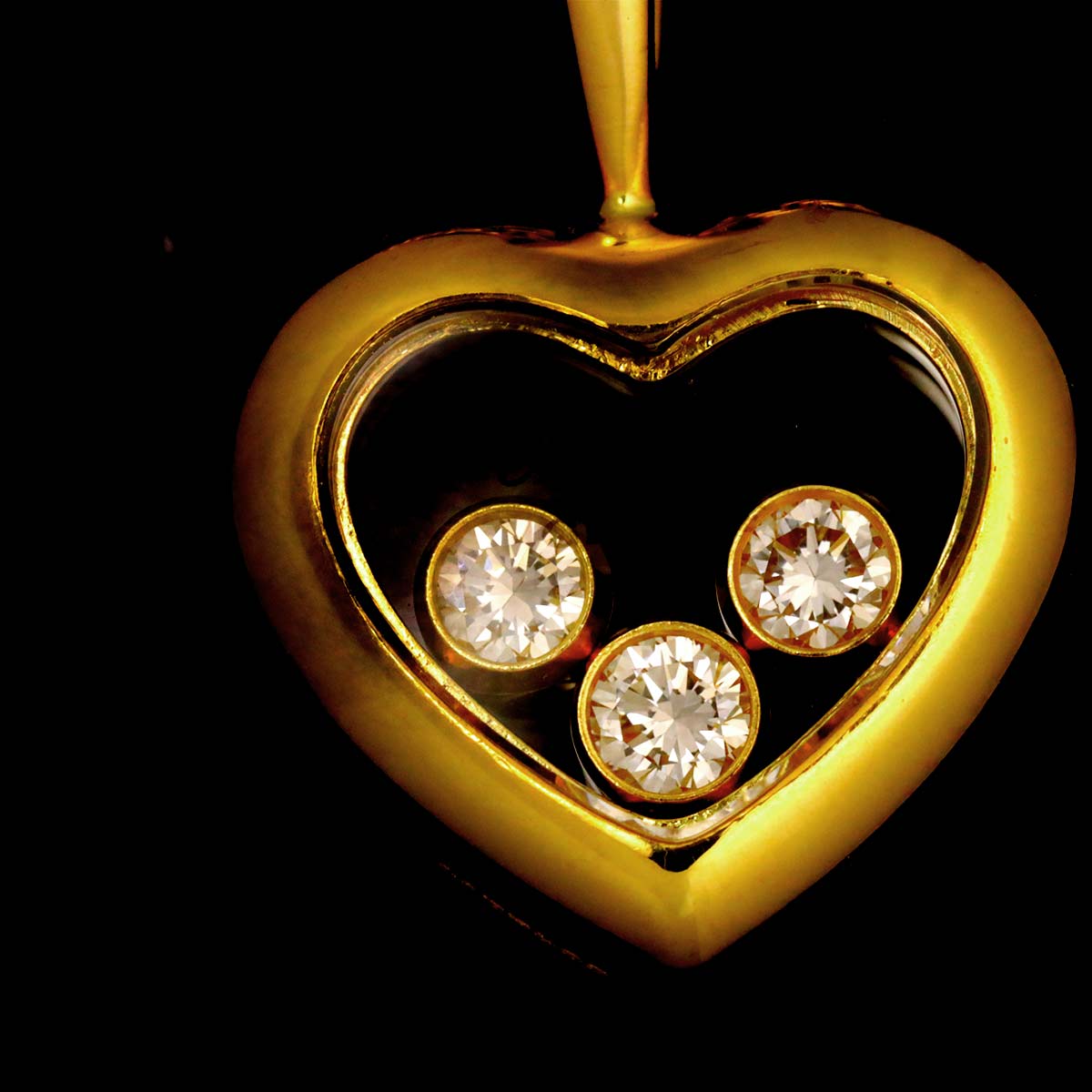 Happy Diamond Heart Necklace 18K Yellow Gold 750