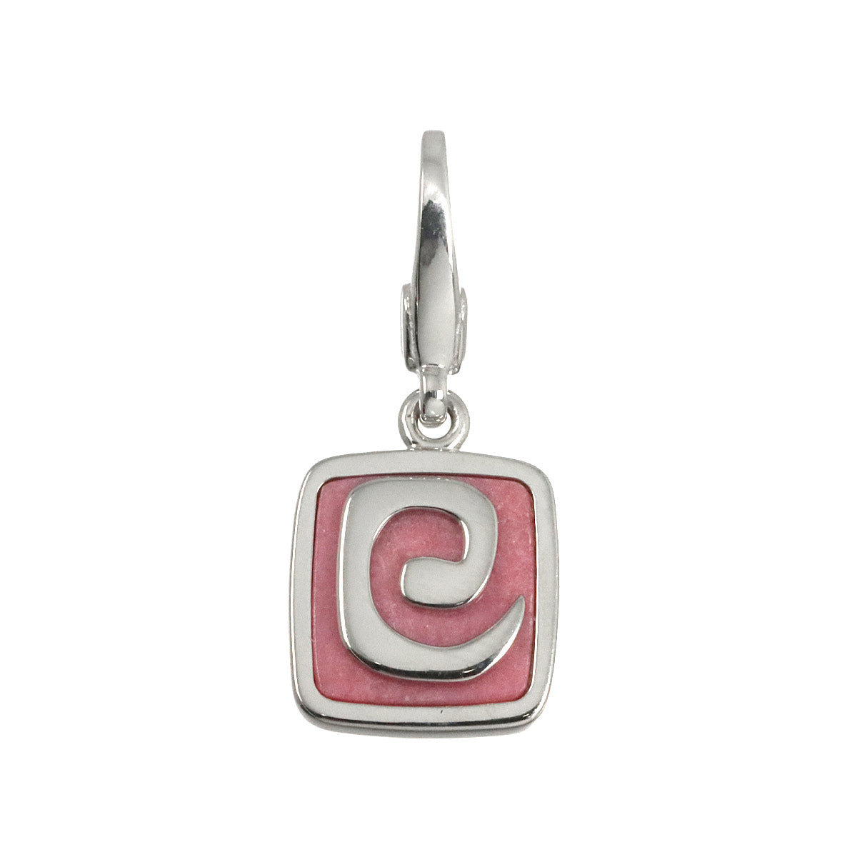 Rhodochrosite Pendant Top Charm 18K White Gold 750