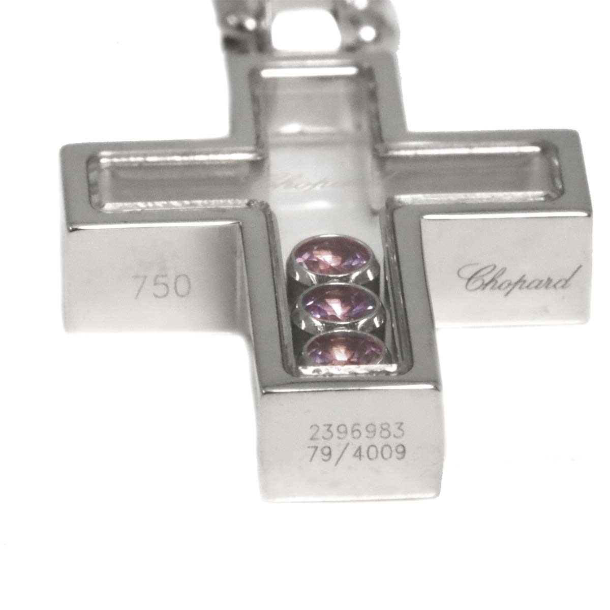 Happy Diamond Sapphire Cross Necklace 18K WG 750