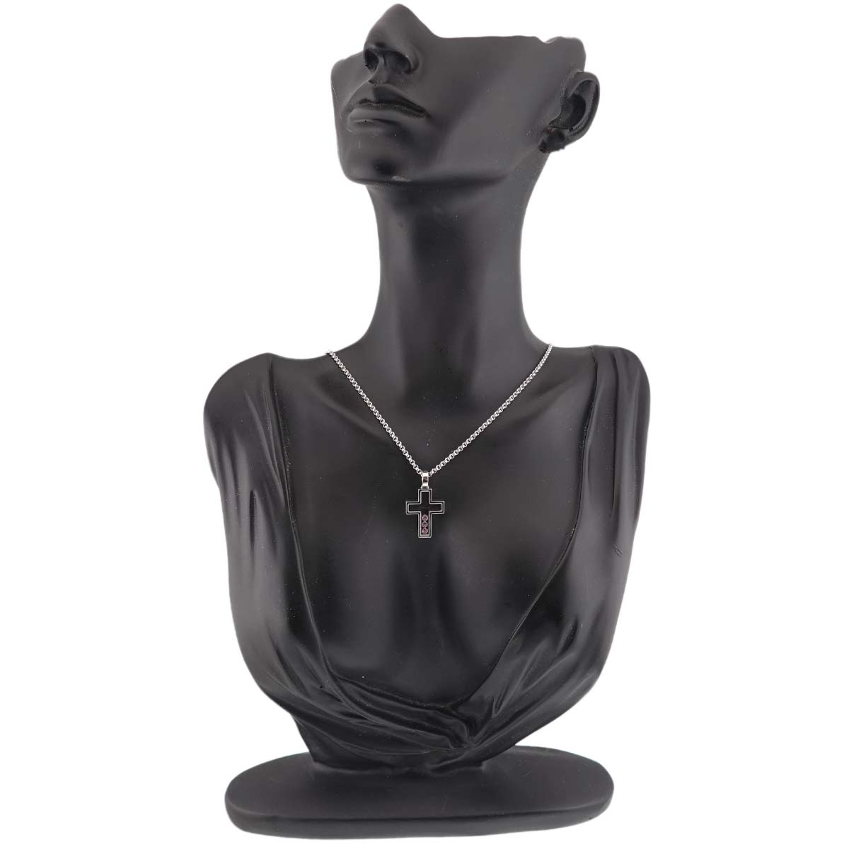 Happy Diamond Sapphire Cross Necklace 18K WG 750