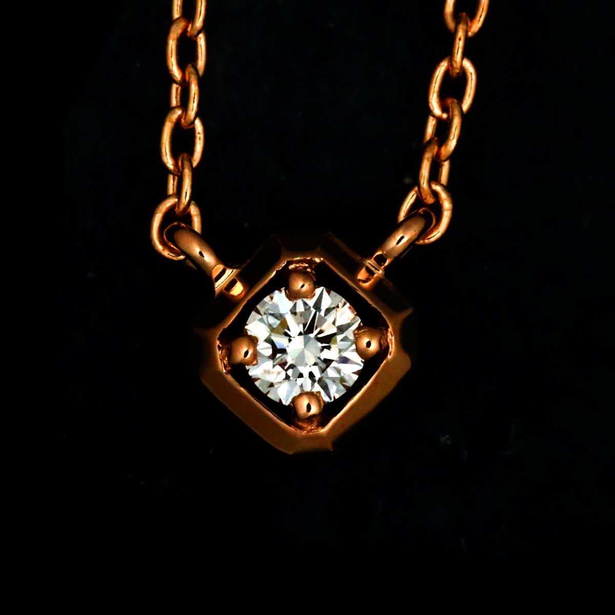 Diamond Necklace 18K Pink Gold 750