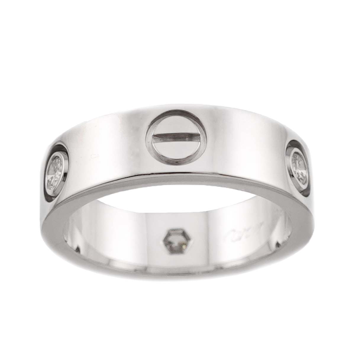 Love Ring Half Diamond 3P 18K White Gold 750 size51 5.5-5.75(US)