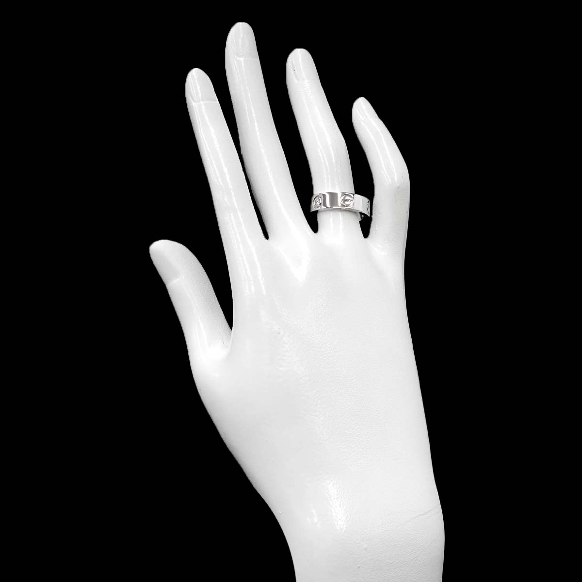Love Ring Half Diamond 3P 18K White Gold 750 size51 5.5-5.75(US)