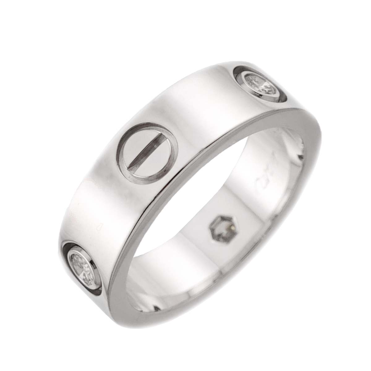 Love Ring Half Diamond 3P 18K White Gold 750 size51 5.5-5.75(US)