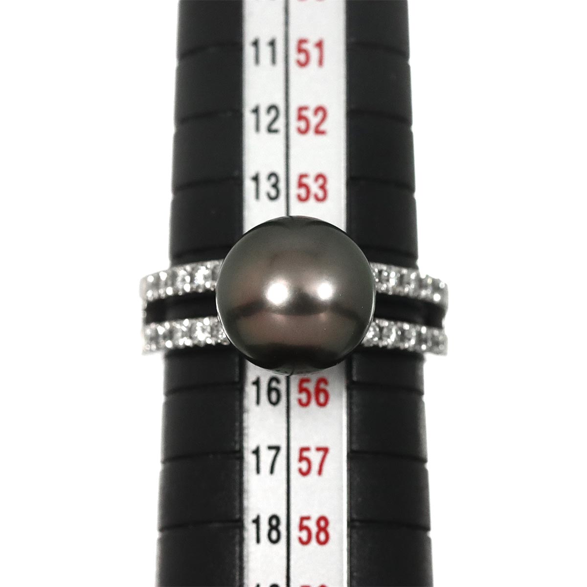 Black Pearl 10.4mm Diamond 0.40ct Ring Pt size7.25(US)