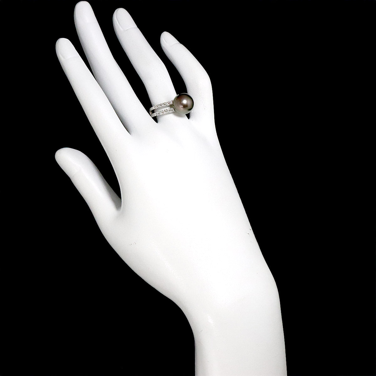 Black Pearl 10.4mm Diamond 0.40ct Ring Pt size7.25(US)