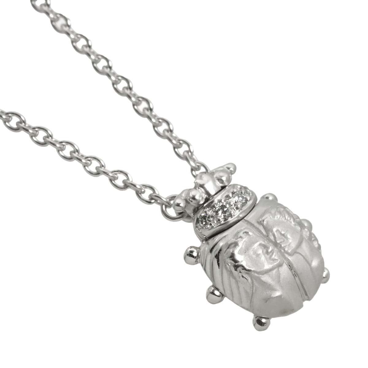 Diamond Scarab motif Necklace 18K WG 750