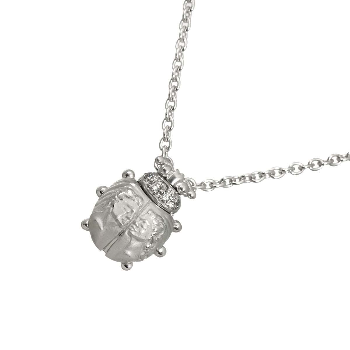 Diamond Scarab motif Necklace 18K WG 750