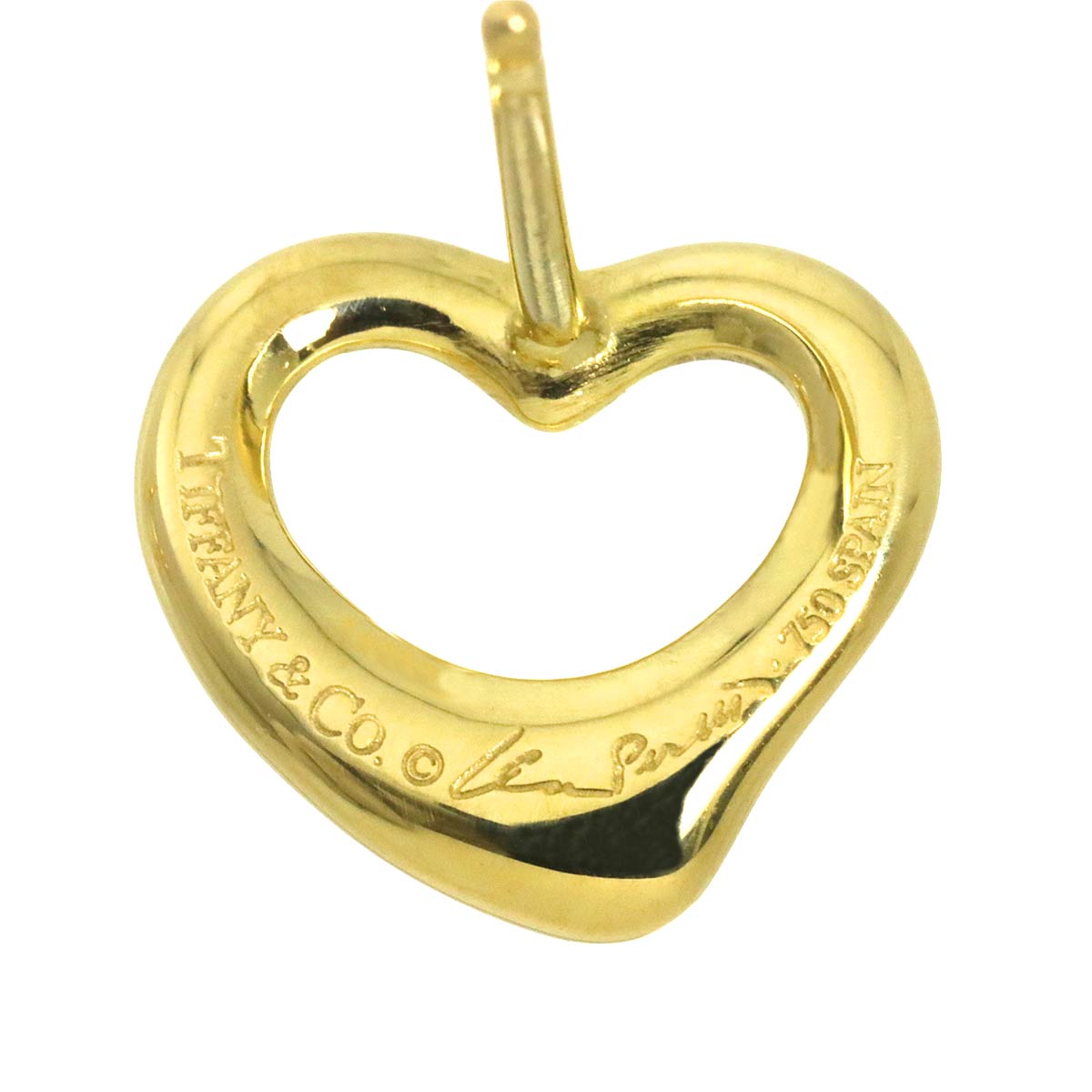 Open Heart Earrings Pierced 18K Yellow Gold 750