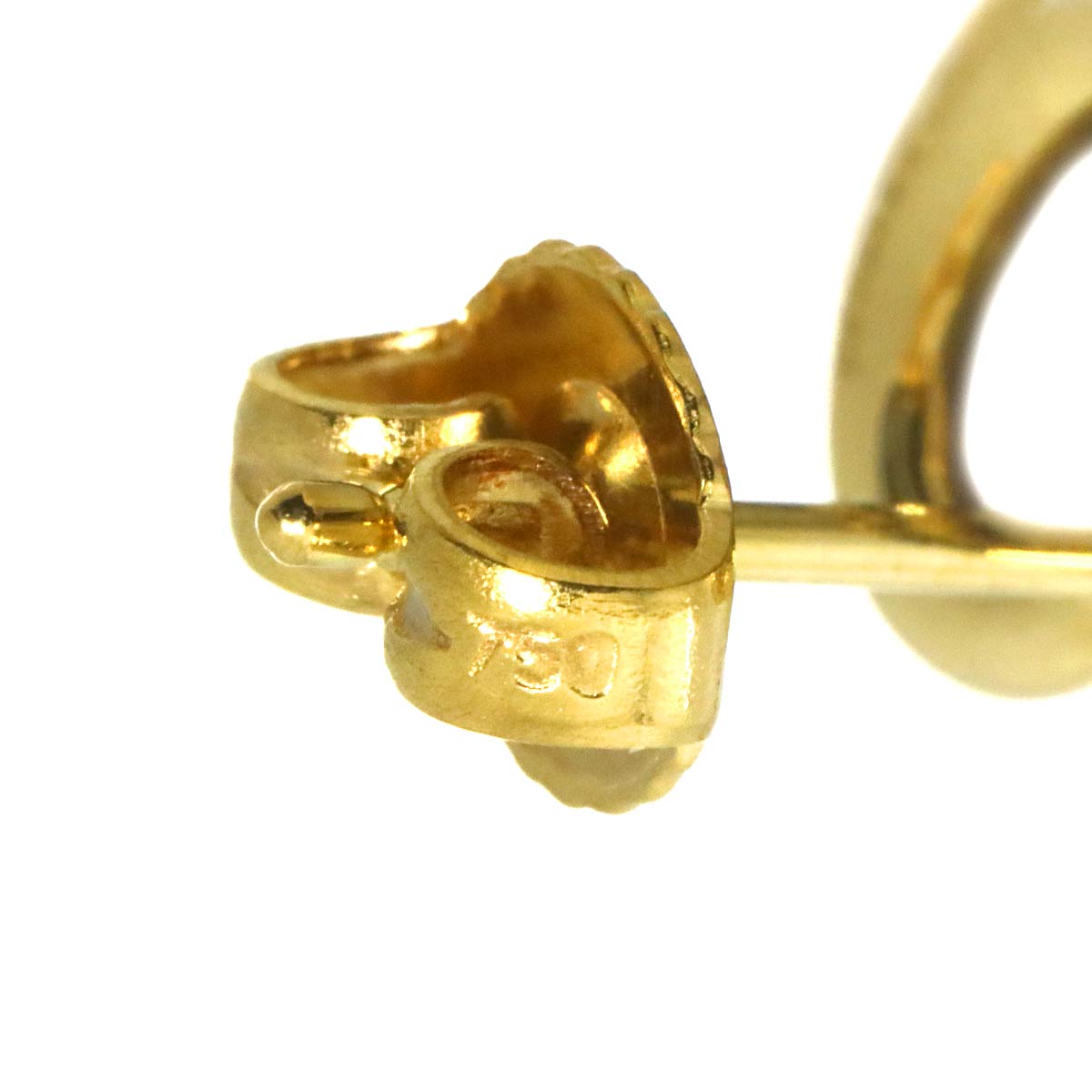 Open Heart Earrings Pierced 18K Yellow Gold 750