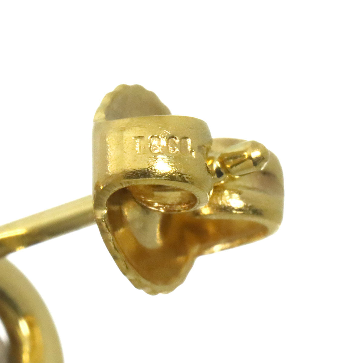 Open Heart Earrings Pierced 18K Yellow Gold 750
