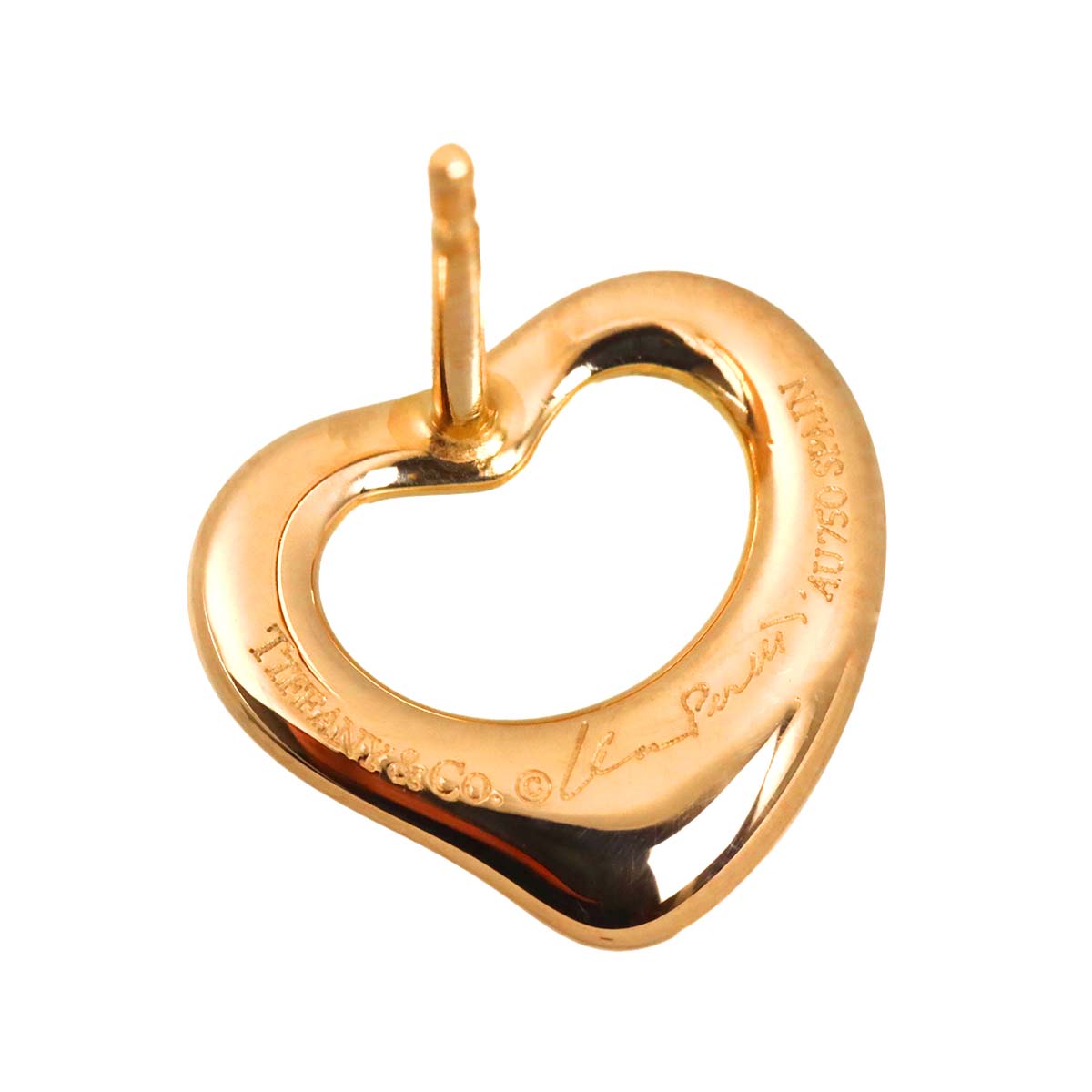 Open Heart Earring Pierced 18K PG 750 One Piece only