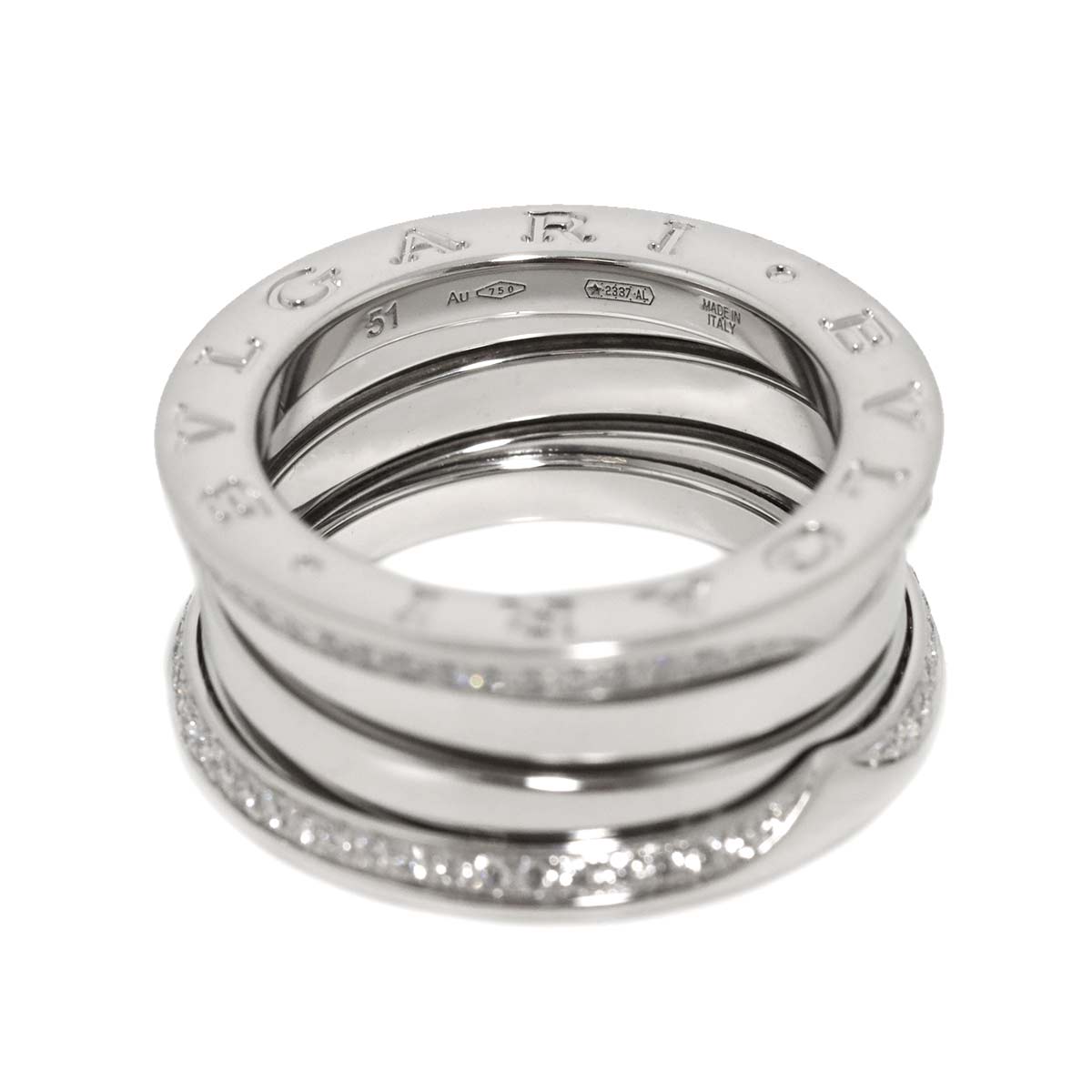 B-zero1 3Band Pave Diamond Ring 18K WG 750 size51 5.25(US)