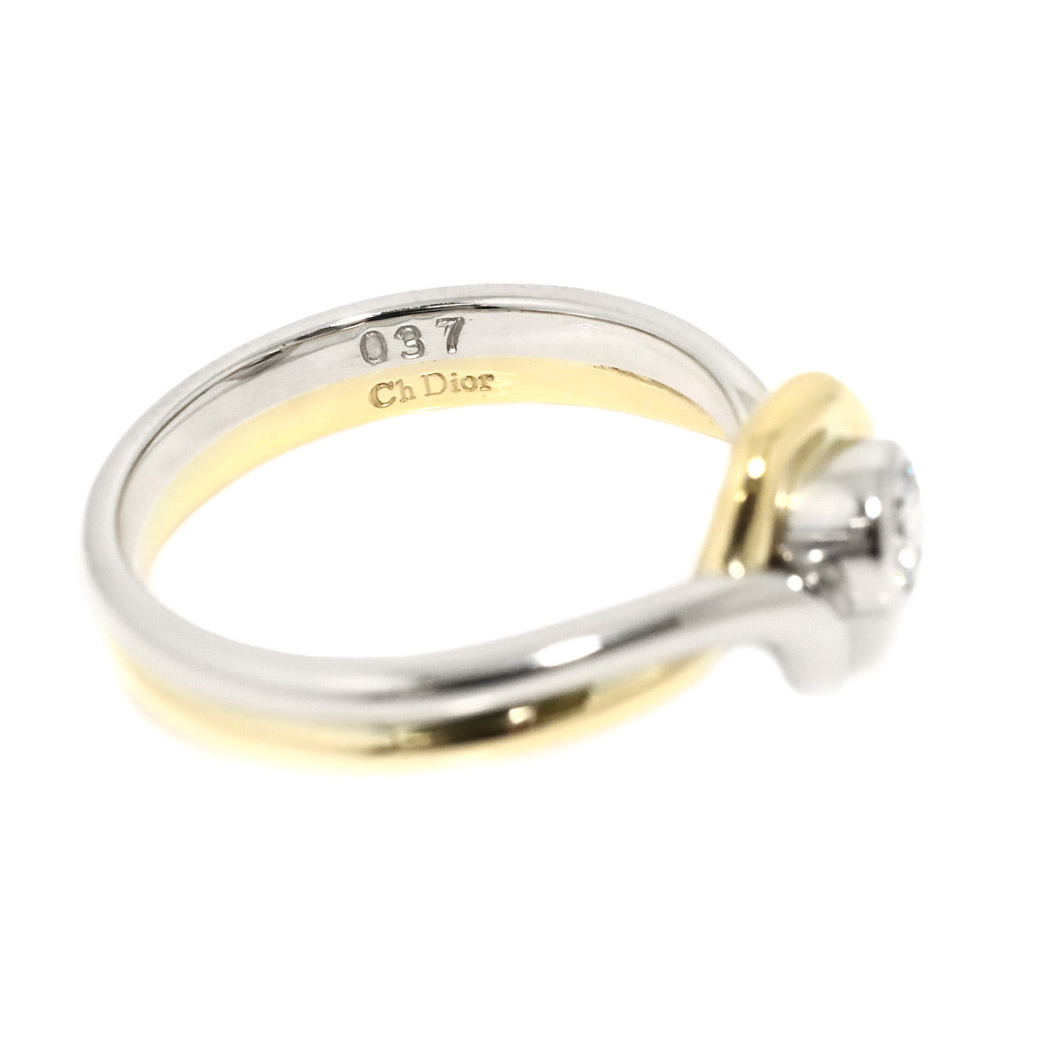 Diamond 0.17ct Ring Pt 18K YG 750 size5.25-5.5(US)