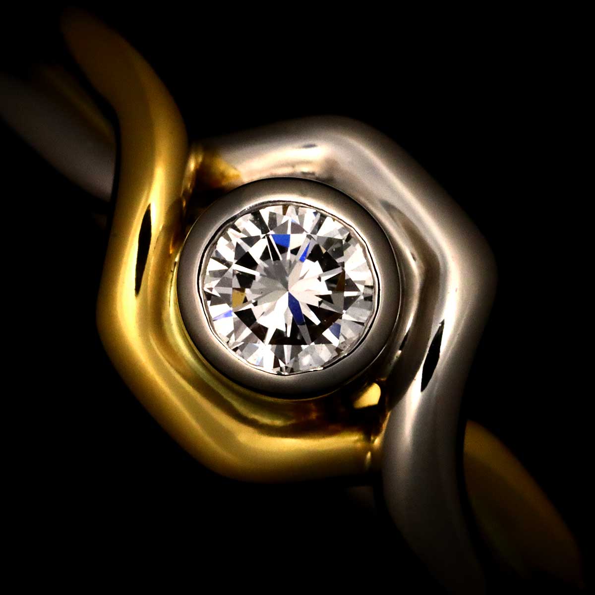 Diamond 0.17ct Ring Pt 18K YG 750 size5.25-5.5(US)
