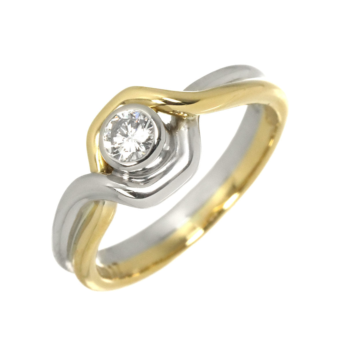 Diamond 0.17ct Ring Pt 18K YG 750 size5.25-5.5(US)