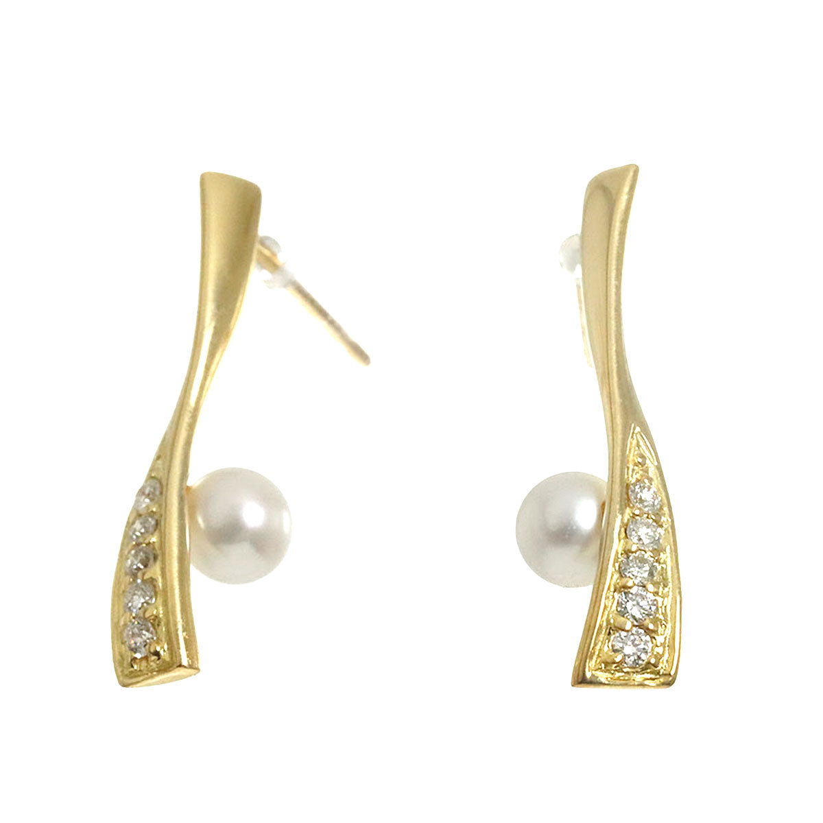 Diamond 0.04ctx2 Baby Pearl 3.9mm Earrings Pierced 18K 750