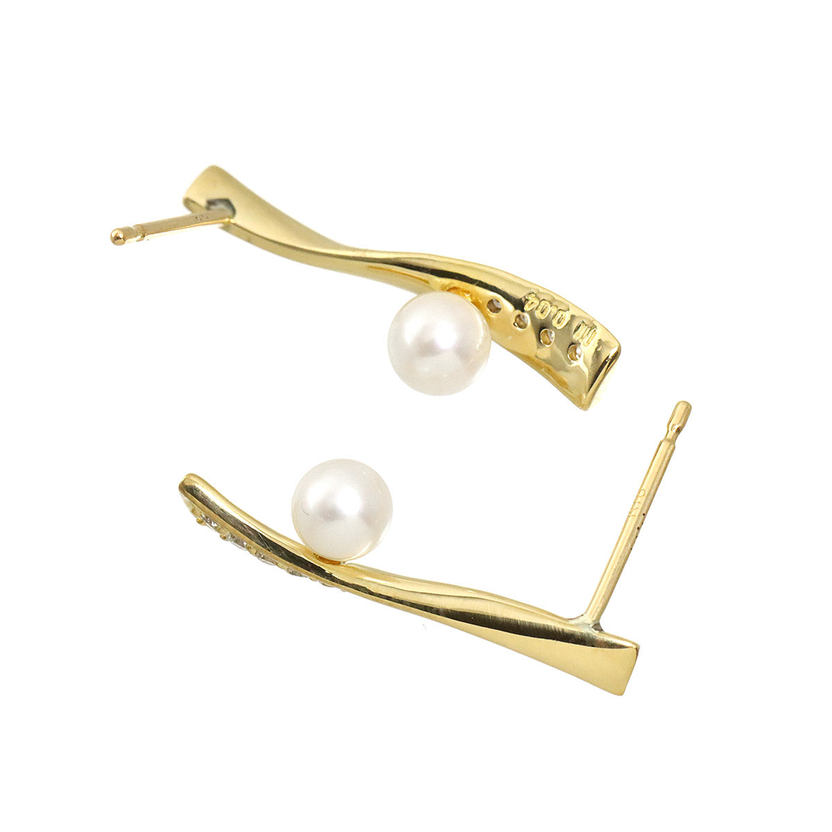 Diamond 0.04ctx2 Baby Pearl 3.9mm Earrings Pierced 18K 750