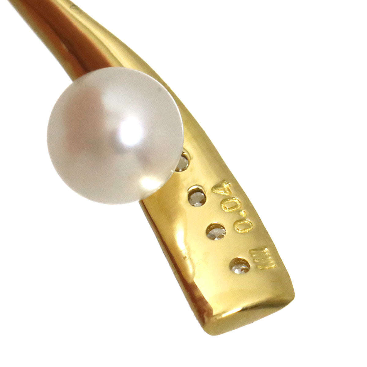 Diamond 0.04ctx2 Baby Pearl 3.9mm Earrings Pierced 18K 750