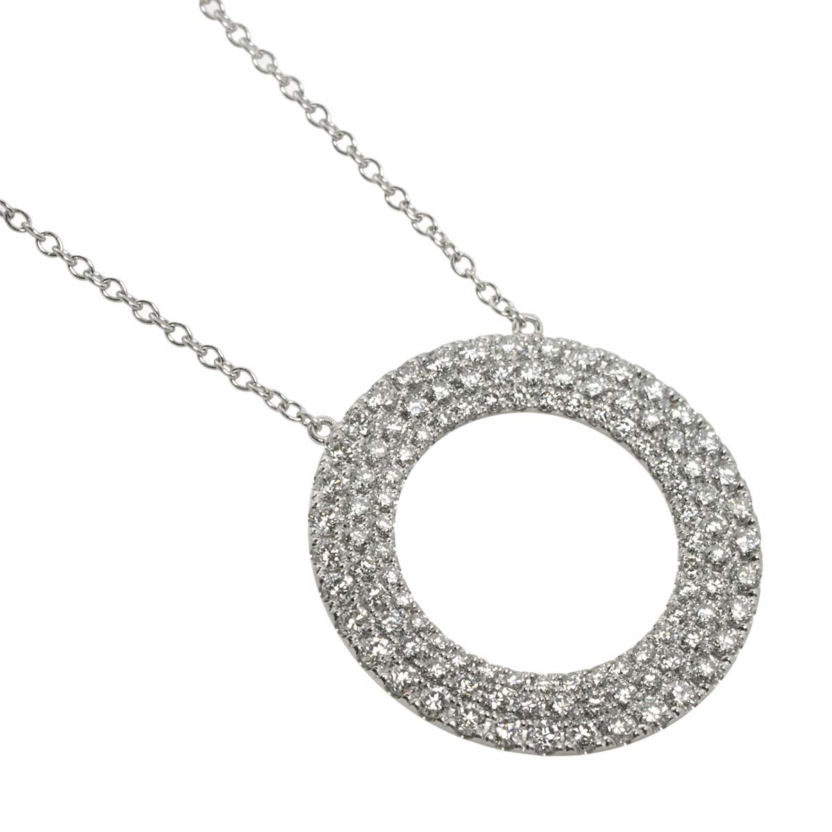Metro Circle Diamond Necklace 18K White Gold 750