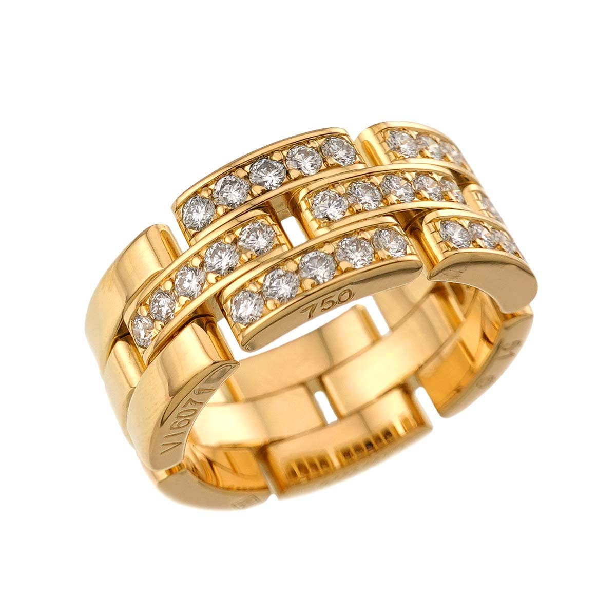 Maillon Panthere Diamond Ring 18K YG 750 Size51 5.25(US)