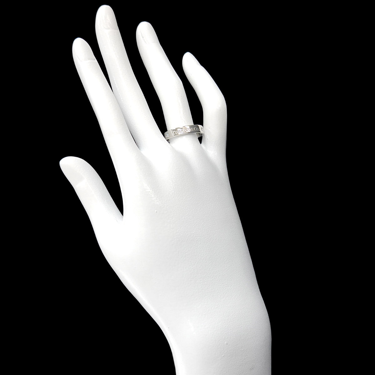 Logo Flat Band Ring Diamond 3P Platinum Size6.5-6.75(US)