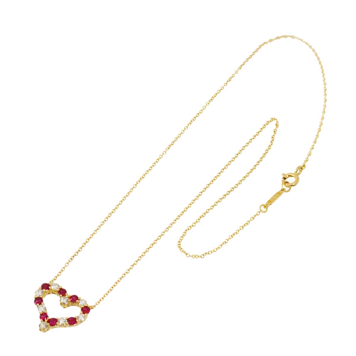 Sentimental Heart Ruby Diamond Necklace 18K YG 750