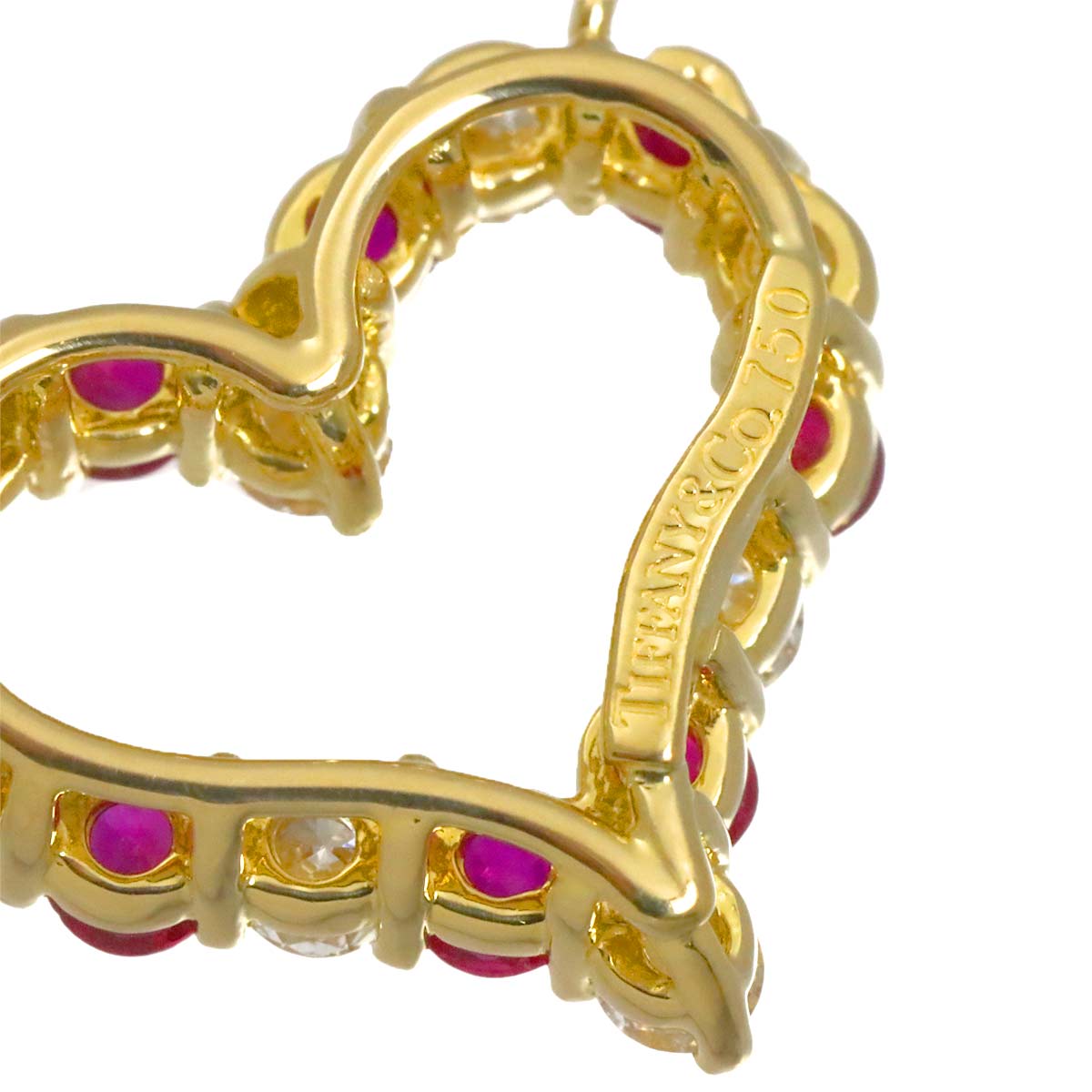 Sentimental Heart Ruby Diamond Necklace 18K YG 750