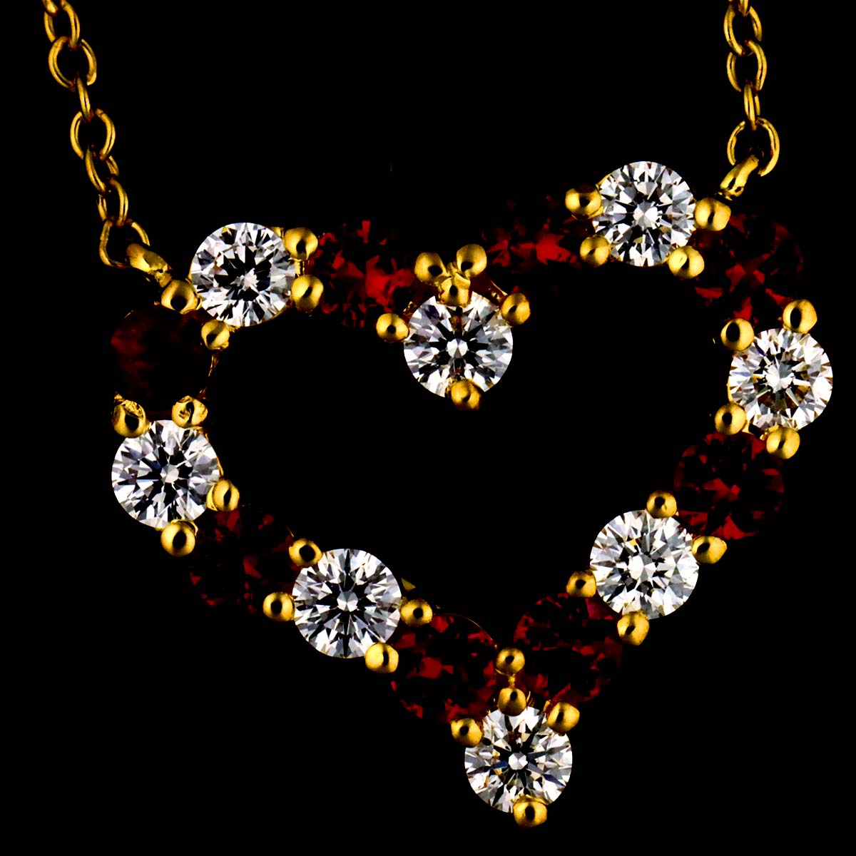Sentimental Heart Ruby Diamond Necklace 18K YG 750