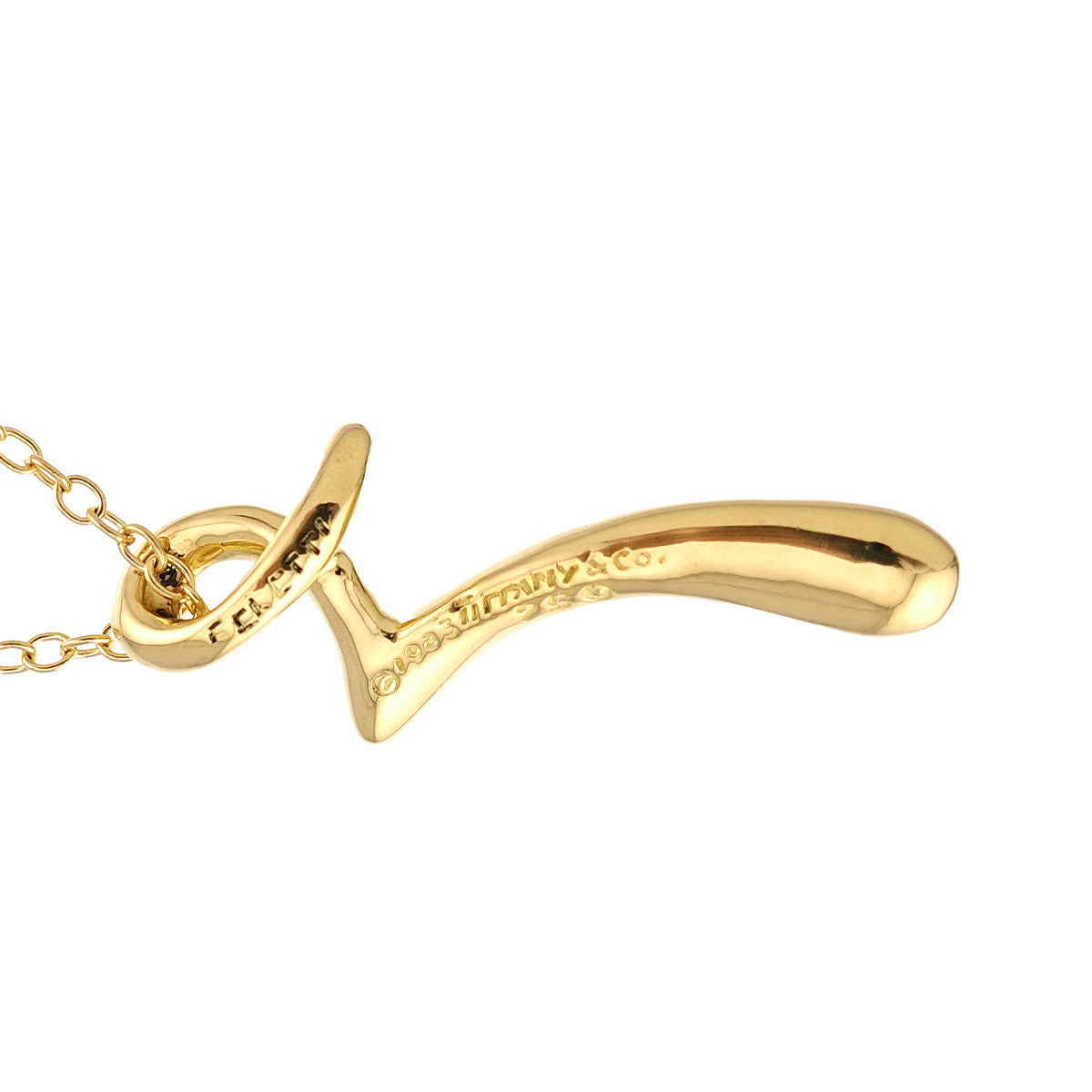 Letter K Long Necklace 18K Yellow Gold 750