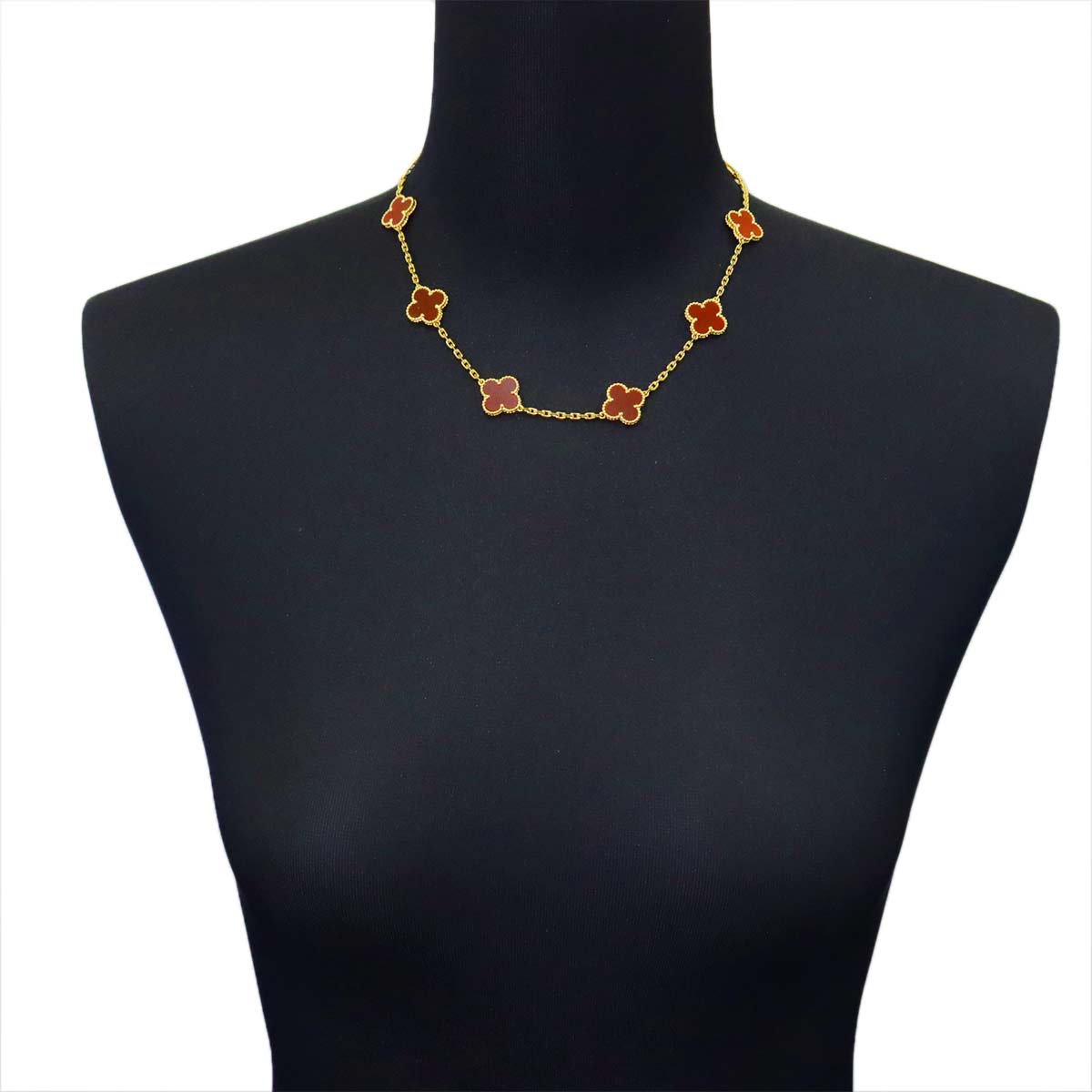 Vintage Alhambra Carnelian 10P Necklace 18K YG 750