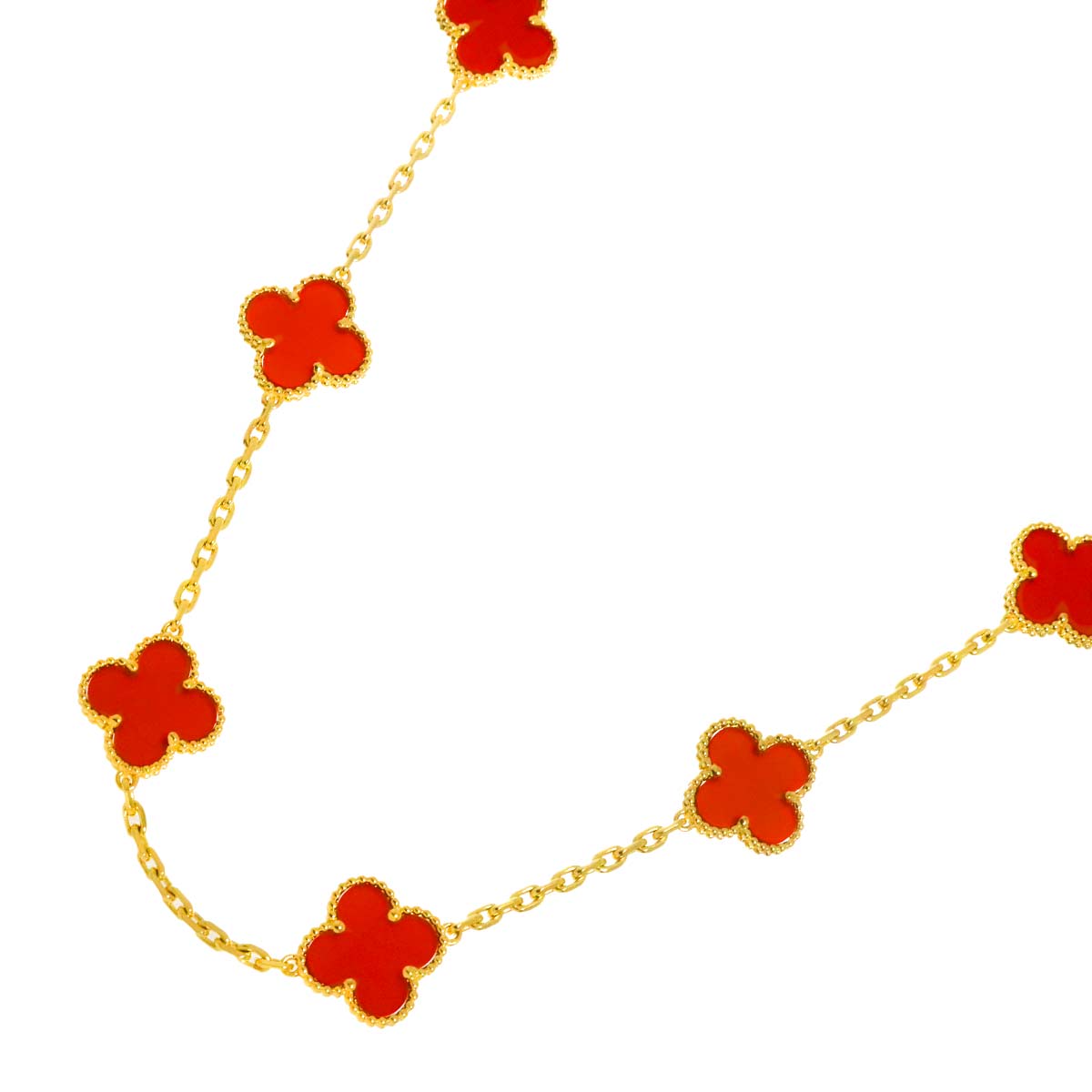 Vintage Alhambra Carnelian 10P Necklace 18K YG 750
