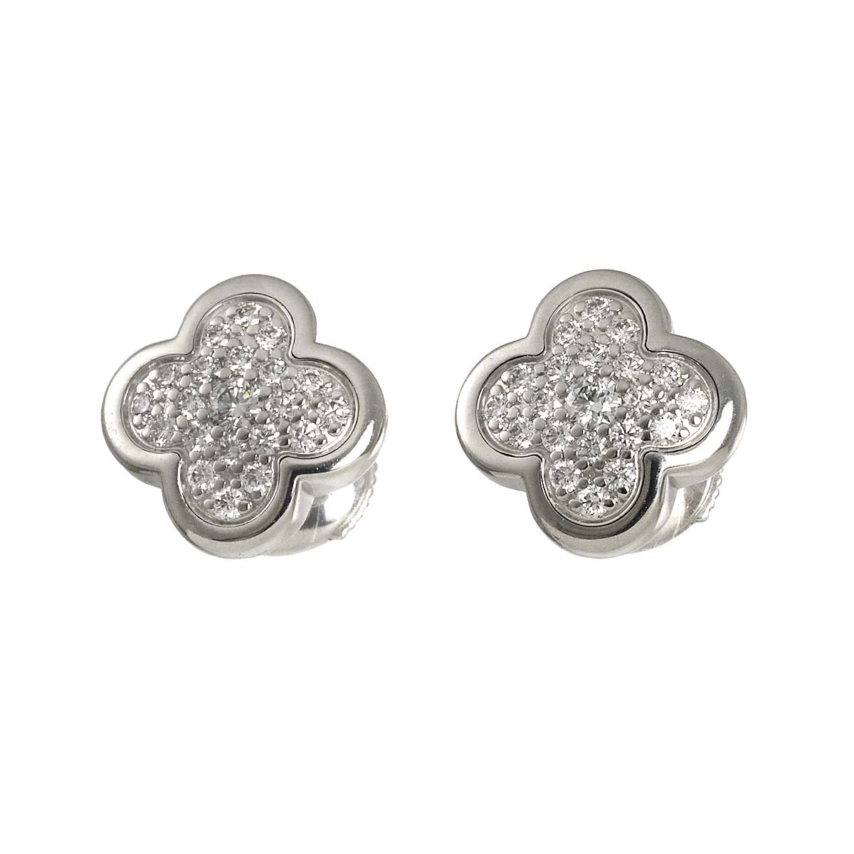 Pure Alhambra Diamond Earrings Pierced 18K WG 750