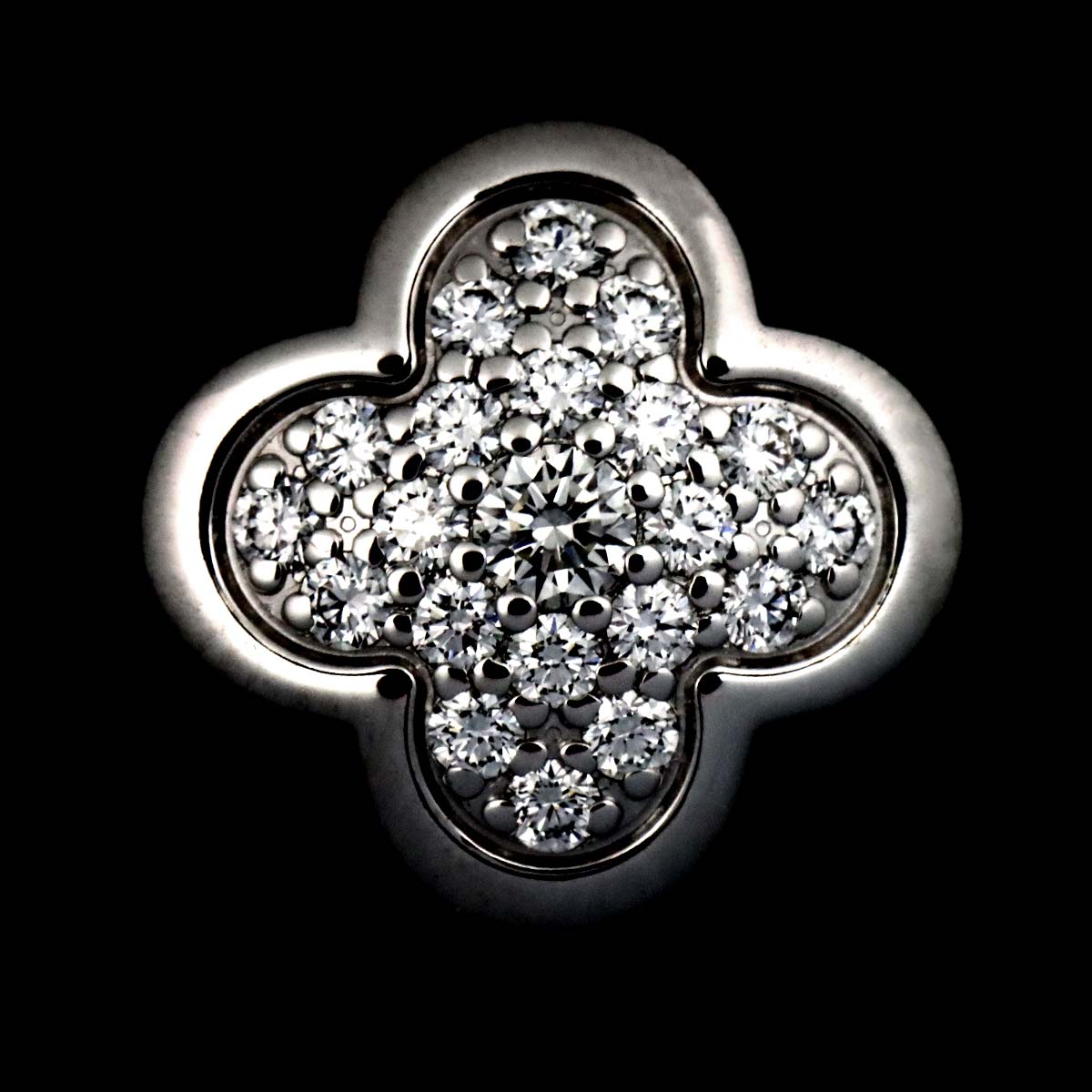 Pure Alhambra Diamond Earrings Pierced 18K WG 750