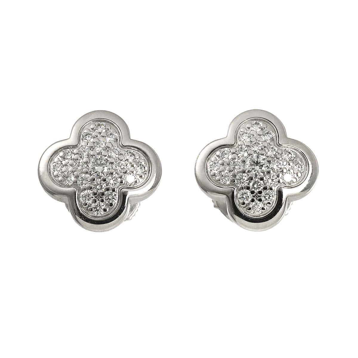 Pure Alhambra Diamond Earrings Pierced 18K WG 750