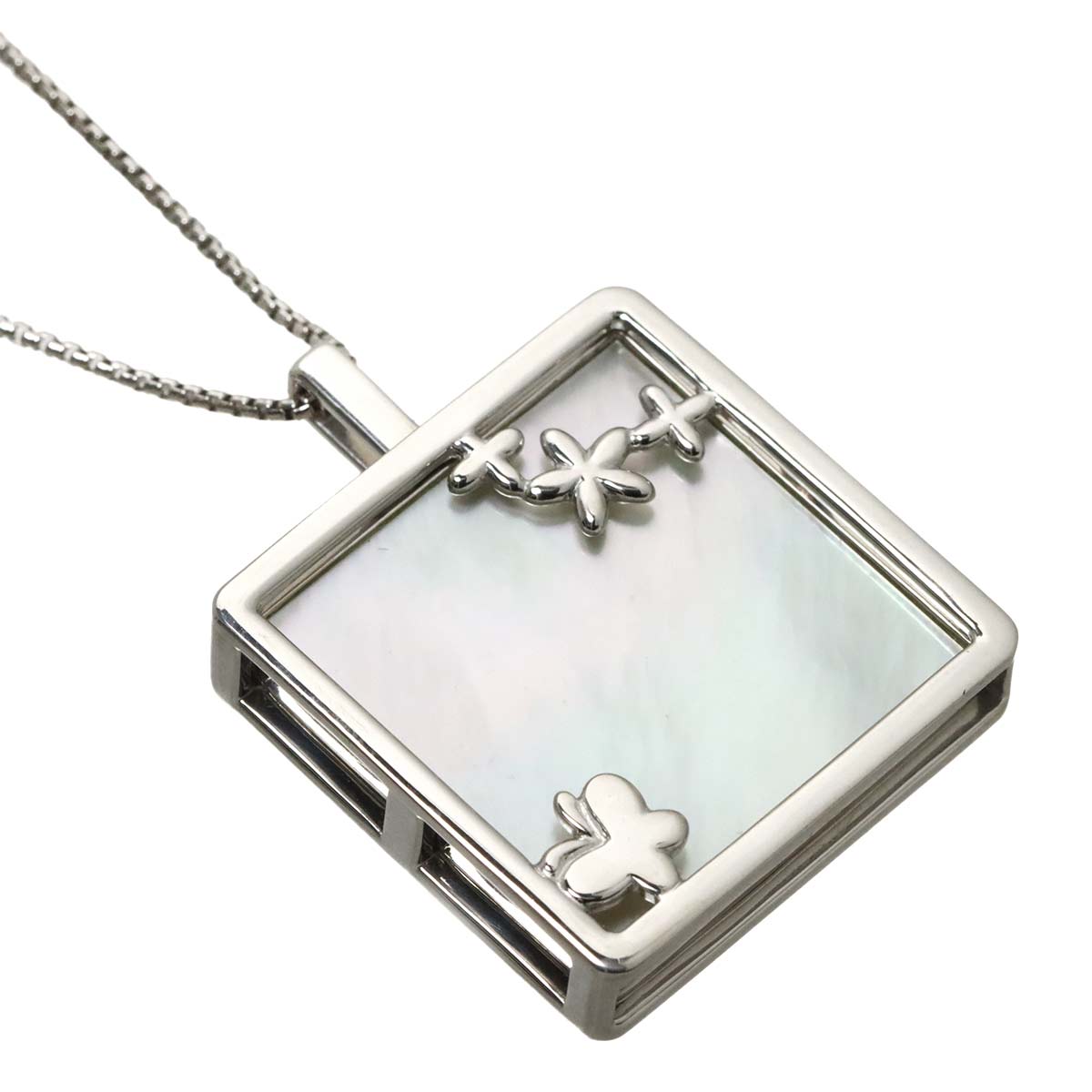 MOP Diamond Necklace 18K White Gold 750