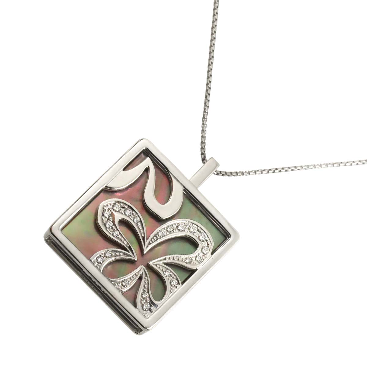 MOP Diamond Necklace 18K White Gold 750