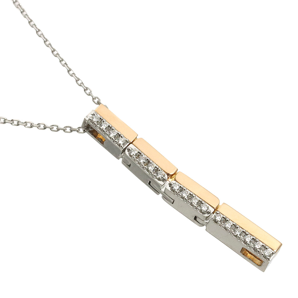 Diamond 0.14ct Necklace 18K White Pink Gold 750
