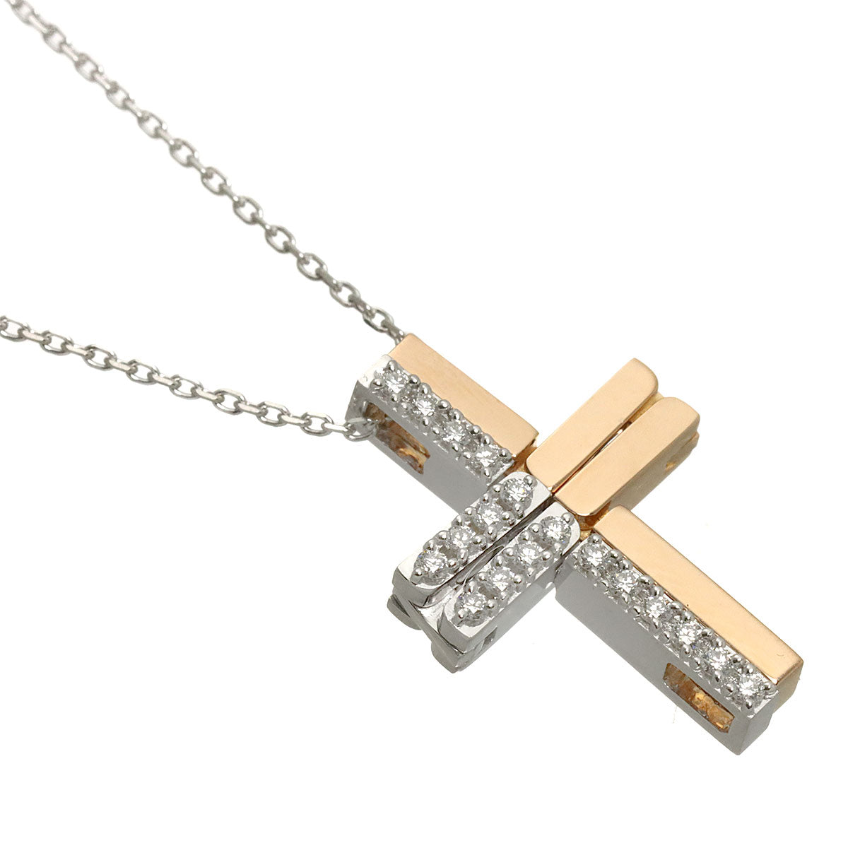Diamond 0.14ct Necklace 18K White Pink Gold 750